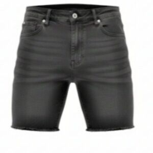 Rue21 Flex Denim Shorts Mens 34 Black Distressed Cut Off Destroyed Stretch